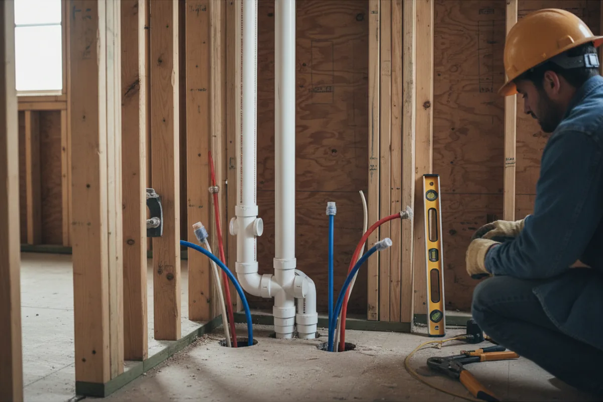 Drain and supply rough-in during Drain Cleaning in Oakdale