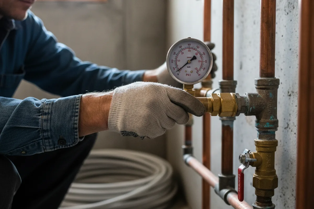 Pressure testing a repaired line during Water Line Repair in Oakdale